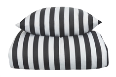 Sengetøj - 150x210 cm - Antrasit grå og hvid stribet sengesæt - 100% Bomuldssatin sengetøj - Nordic Stripe